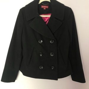 Merona Black Pink Lined Peacoat Size M
